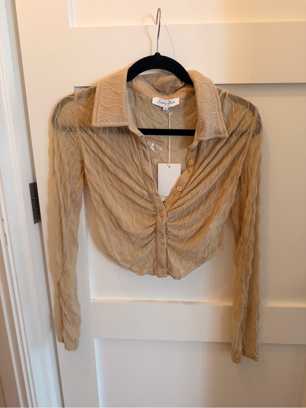 Emory Park Ruched Sheer Button-Down Shirt